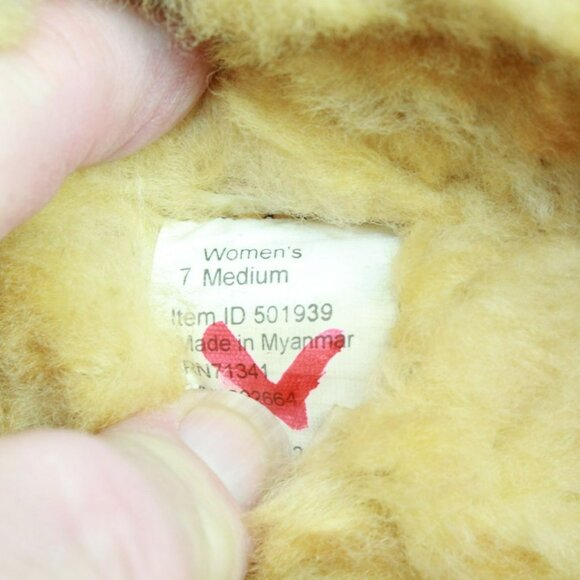 LL Bean Brown Suede Wicked Good Shearling Lined Venetian Slippers Size 7 M - Picture 8 of 9